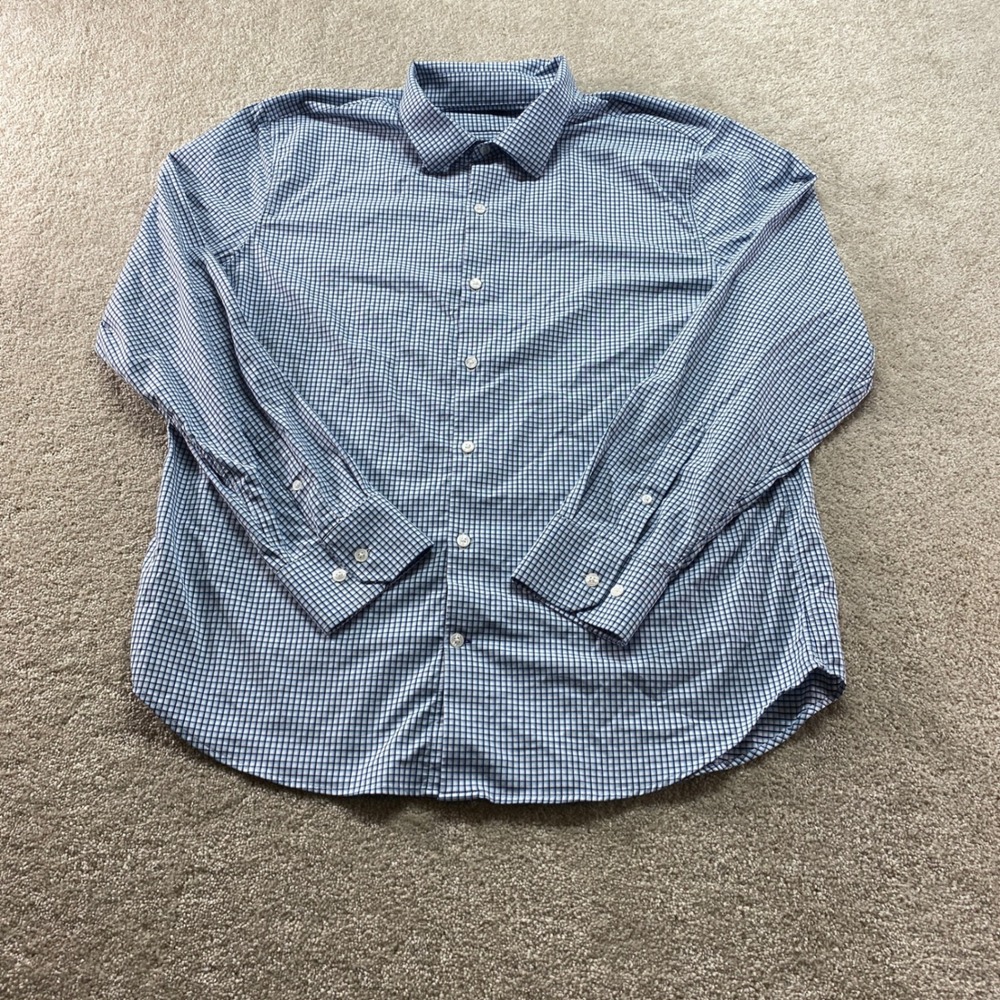 Bonobos Shirt Mens XL Blue Gingham Standard Fit Stretch Long Sleeve Button Up